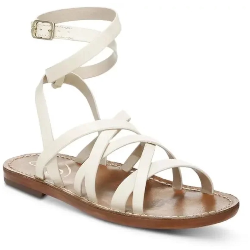 Sam Edelman Womens Meriai Ivory Leather Strappy Slide Sandals Sz 6‎